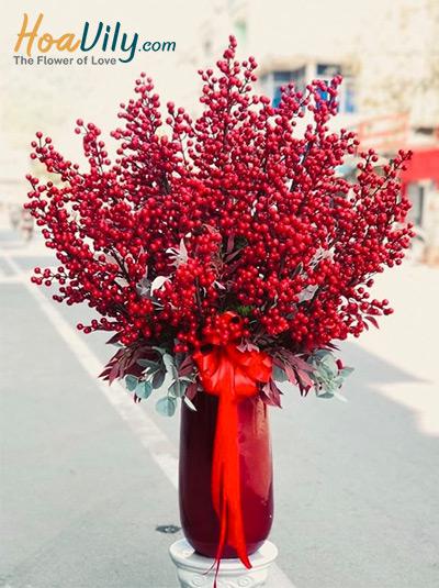Bình hoa đào đông - Giàu sang phú quý