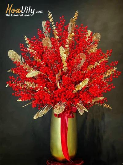Bình hoa đào đông - Lộc về đón tết