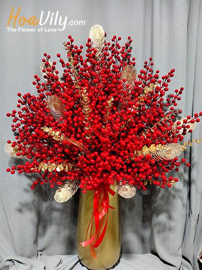 Bình hoa đào đông - Trăm điều như ý