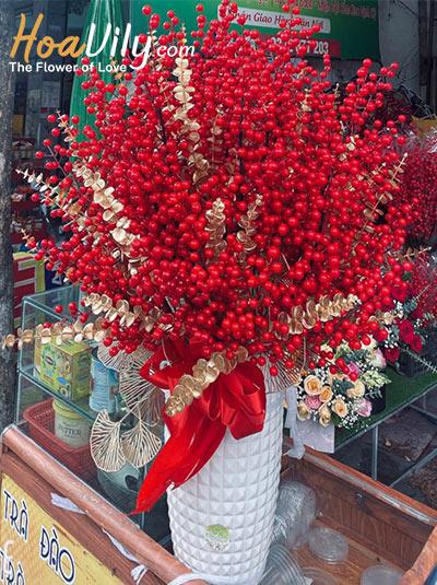 Bình hoa đào đông - Vạn sự an khang