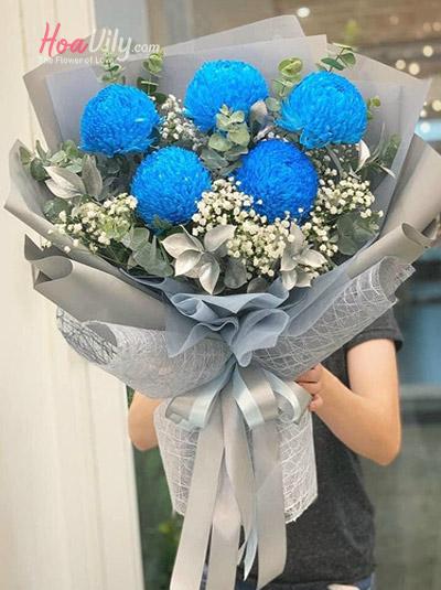 Bó cúc mẫu đơn xanh - Blue in my eyes