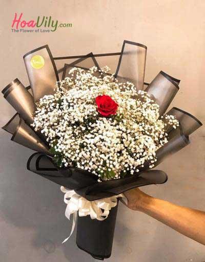 Bó hoa baby- Đỏ và đen huyền bí