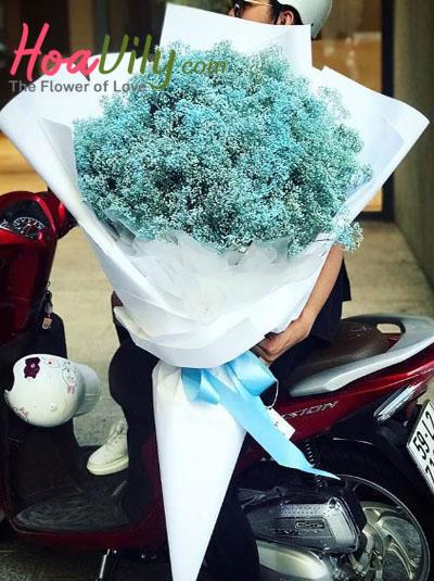 Bó hoa baby xanh khổng lồ