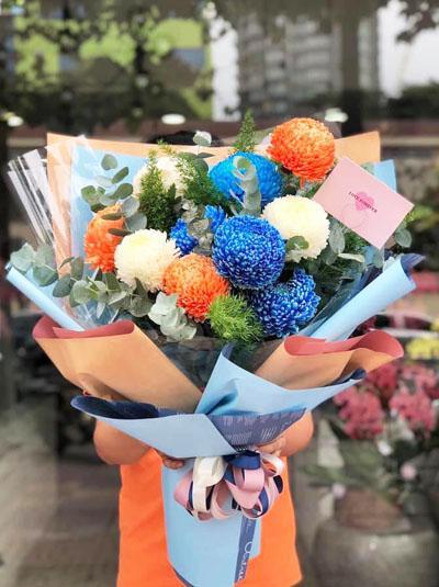 Bó hoa cúc mẫu đơn - Đa sắc