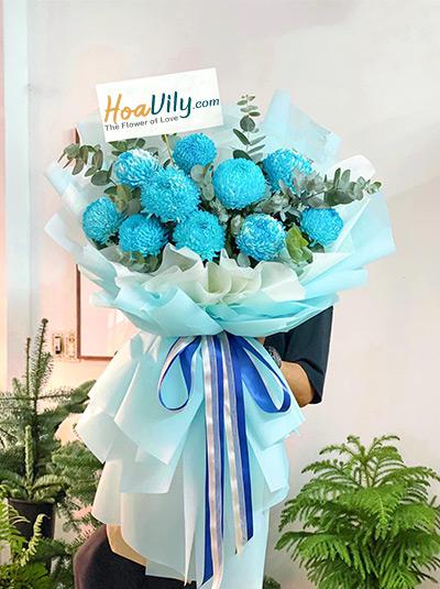 Bó hoa cúc mẫu đơn - Một đường nở hoa
