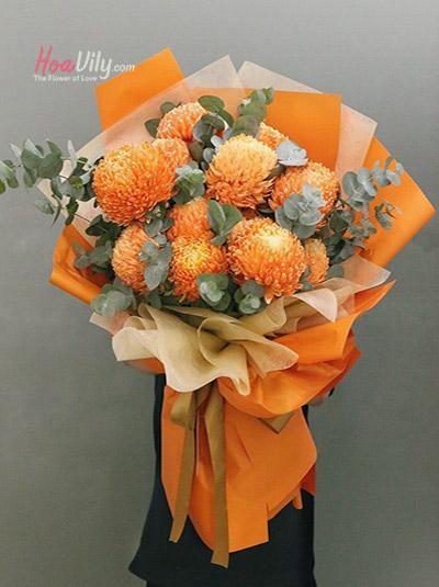 Bó hoa cúc mẫu đơn - Orange Balls