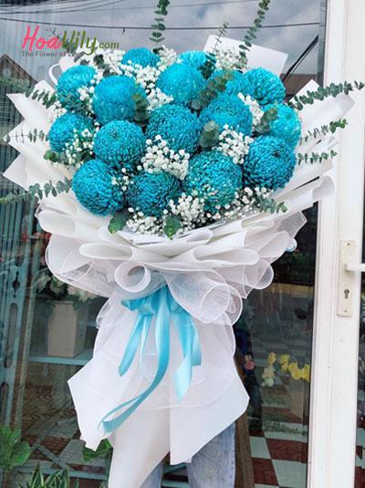 Bó hoa cúc mẫu đơn xanh - Cười lên nhé