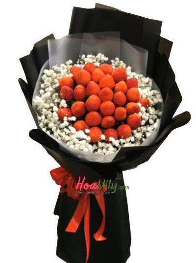Bó hoa dâu tây - dễ thương
