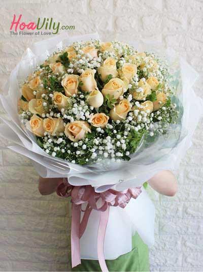 Bó hoa hồng cam - Ngọn lửa tình yêu
