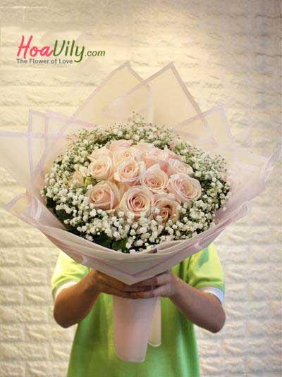 Bó hoa hồng da xinh xắn