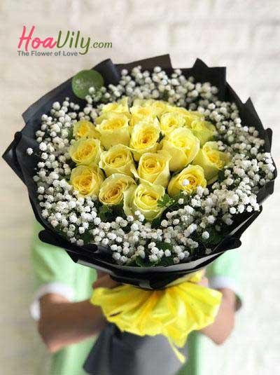 Bó hoa hồng vàng - Tình yêu nồng cháy