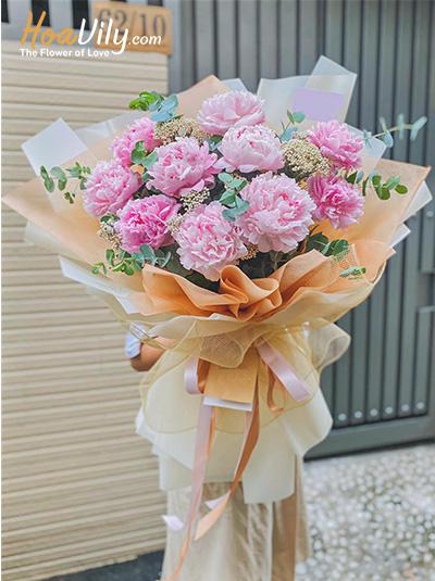 Bó hoa mẫu đơn hồng - Màu của yêu thương