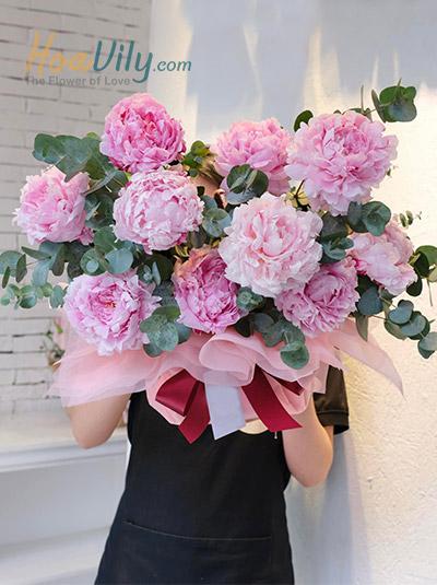 Bó hoa mẫu đơn - Sắc mộng mơ