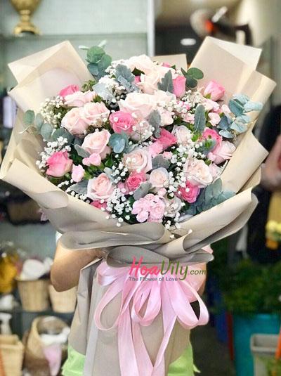 Bó hoa mix hồng - Tia nắng trong anh