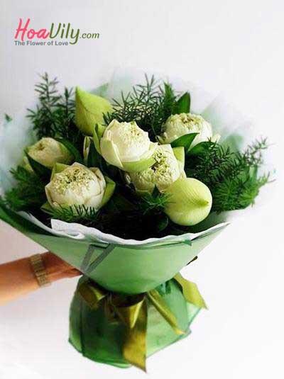 Bó hoa sen trắng đẹp nhất
