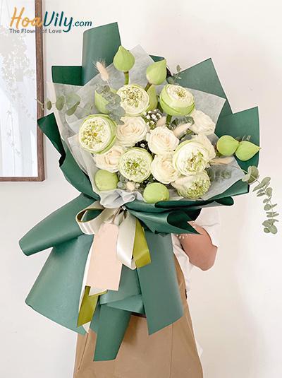 Bó hoa sen trắng - Giản dị thanh cao