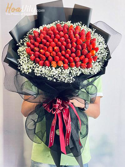 Bó hoa trái cây - Dâu tây tình yêu