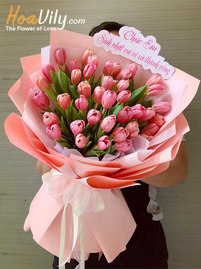 Bó hoa tulip hồng - See tình
