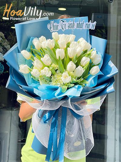 Bó hoa tulip trắng - Yêu đời