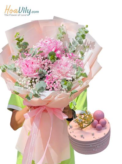 Combo hoa và bánh kem - Ngọt ngào bình dị