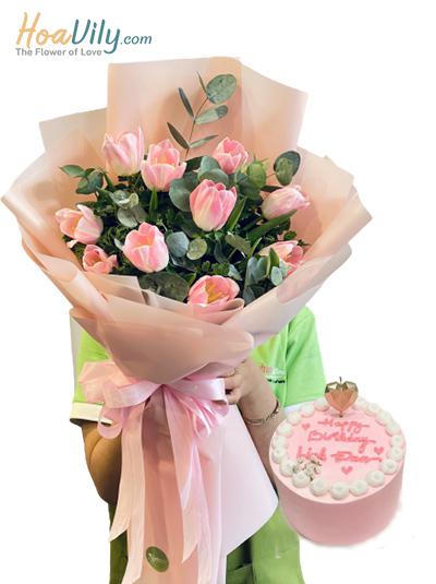 Combo hoa và bánh kem - Niềm vui hân hoan