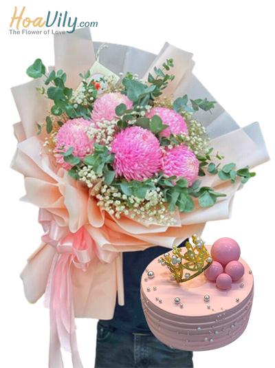 Combo hoa và bánh kem - Vòng tay ấm áp