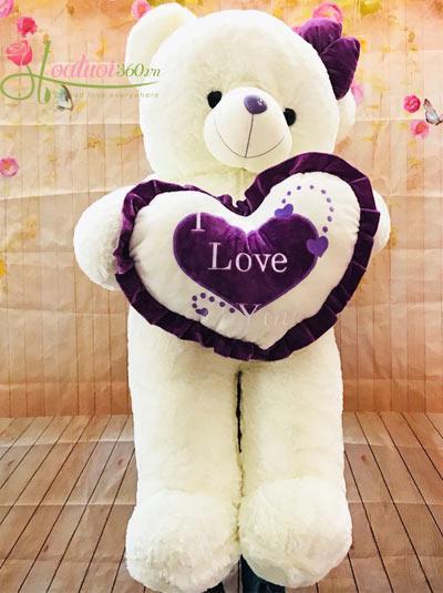 Gấu bông trắng dễ thương 90cm