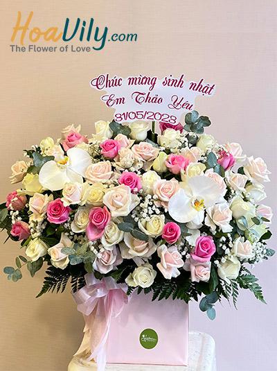 Hộp hoa chúc mừng - Xuân xanh rạng ngời