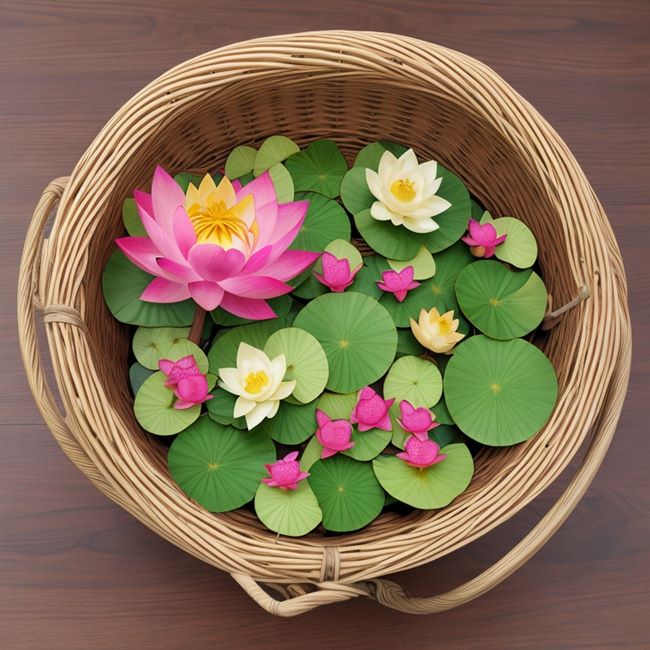 Giỏ hoa sen dâng cúng ngày lễ Phật đản