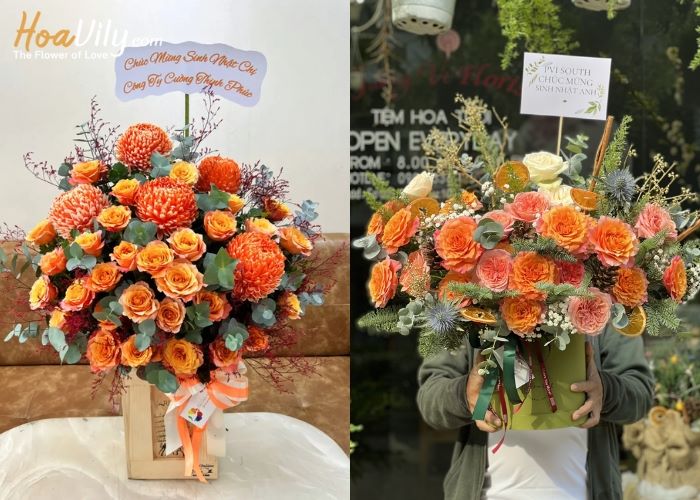 Lẵng hoa hồng chúc mừng ngày 27-2