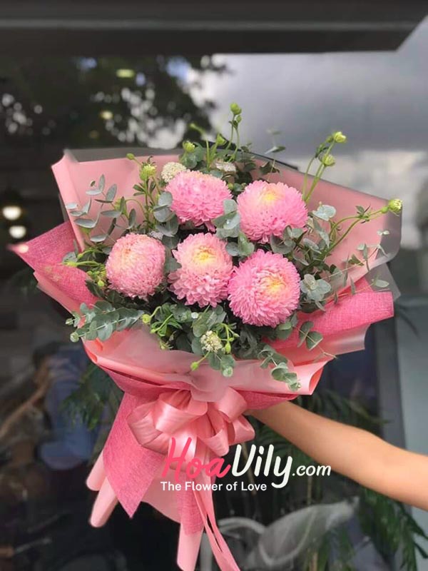 Bó hoa cúc mẫu đơn - Sắc màu