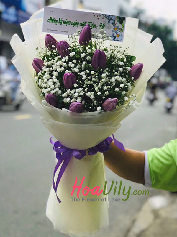 Bó hoa tulip tím - Lòng càng thắm thiết