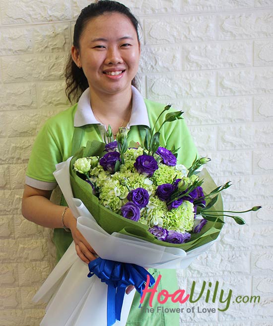 Bó hoa cẩm tú cầu giản đơn