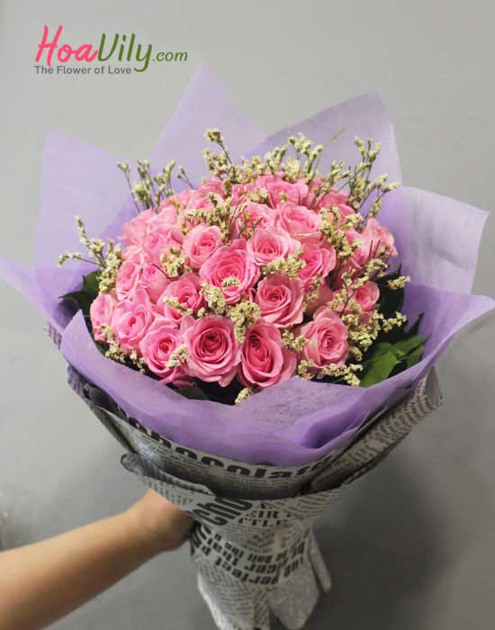 Bó hoa đẹp- bó hồng dâu - Hoavily
