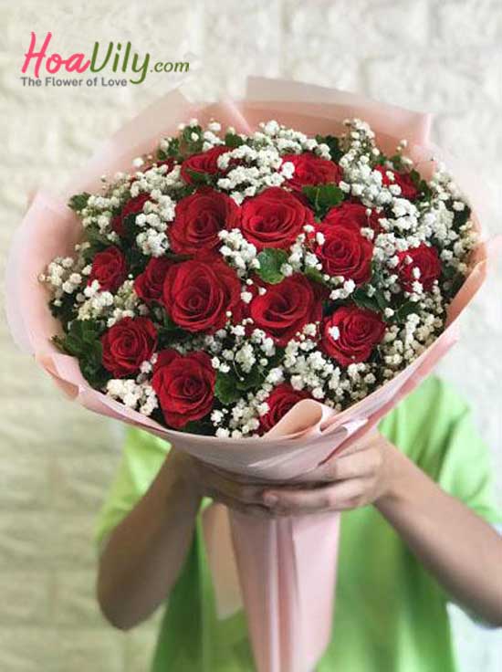 bó hoa hồng đỏ trọn đời bên nhau-hoavily