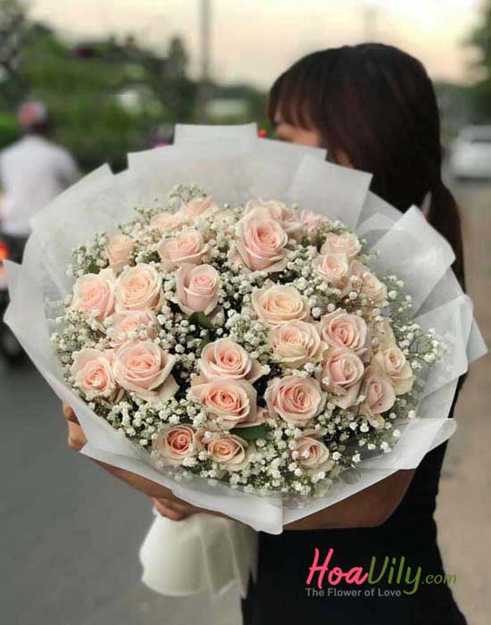 Bó hoa hồng pastel - Happy day - Hoavily