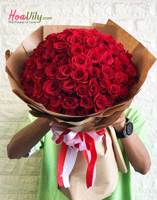 Bó hồng 99 bông- đốn tim nàng - Hoavily
