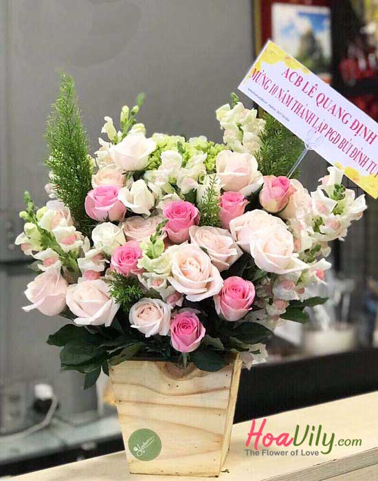 hộp hoa gỗ dễ thương-hoaviy