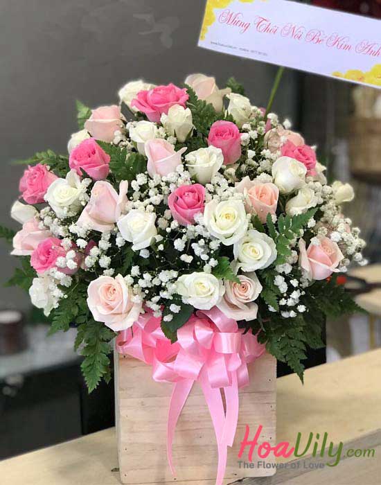 hộp hoa sinh nhật tình ngây thơ-hoavily