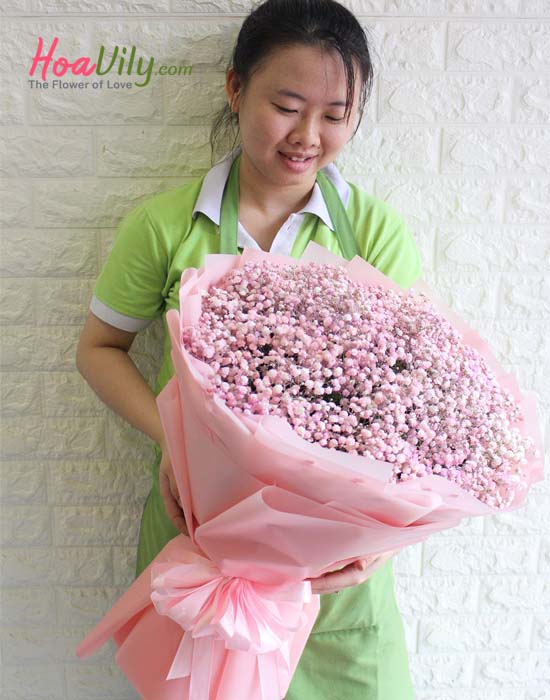Bó hoa baby hồng dễ thương tặng bạn gái