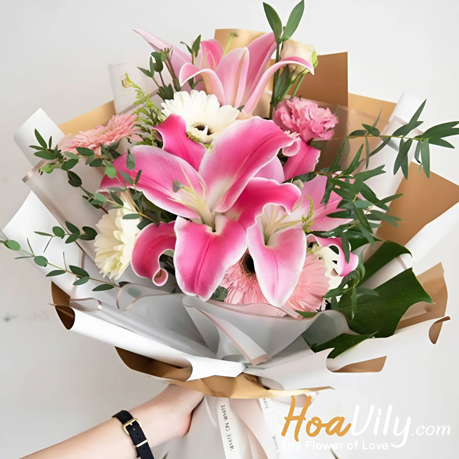 ý nghĩa hoa ly - bó hoa ly hồng ngọt ngào