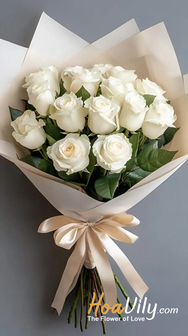bó hoa hồng trăng 'tình thơ ngây