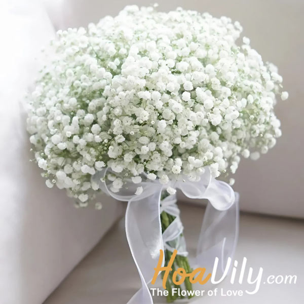 hoa baby - bó hoa cưới cầm tay cô dâu xinh xắn và trong sáng