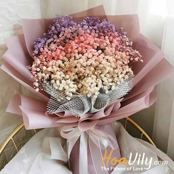 Bó hoa baby nhuộm mừng tốt nghiệp đại học