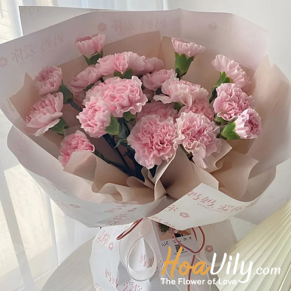 Bó hoa cẩm chướng hồng tặng tốt nghiệp đại học