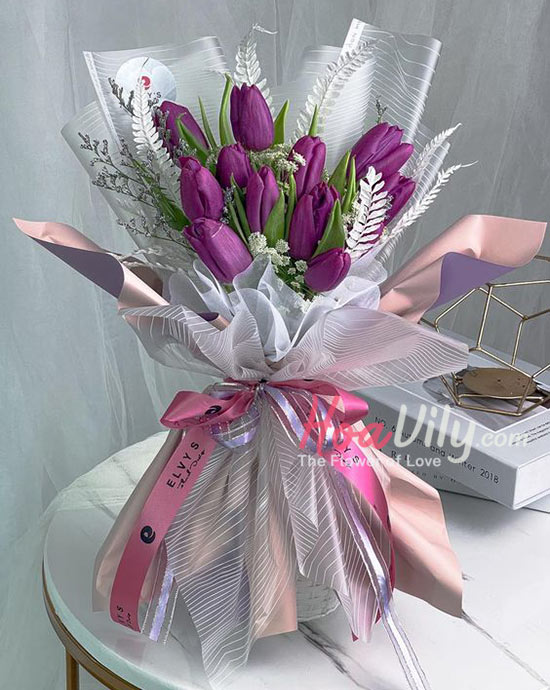 Bó hoa Tulip tím đẹp