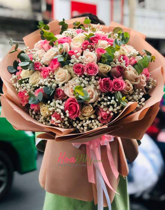BÓ HOA SINH NHẬT - HỒNG XINH